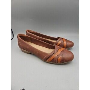 Clarks Collection Woven Ballet Flats Sara Clover Mahogany Size 10 Brown Slip On